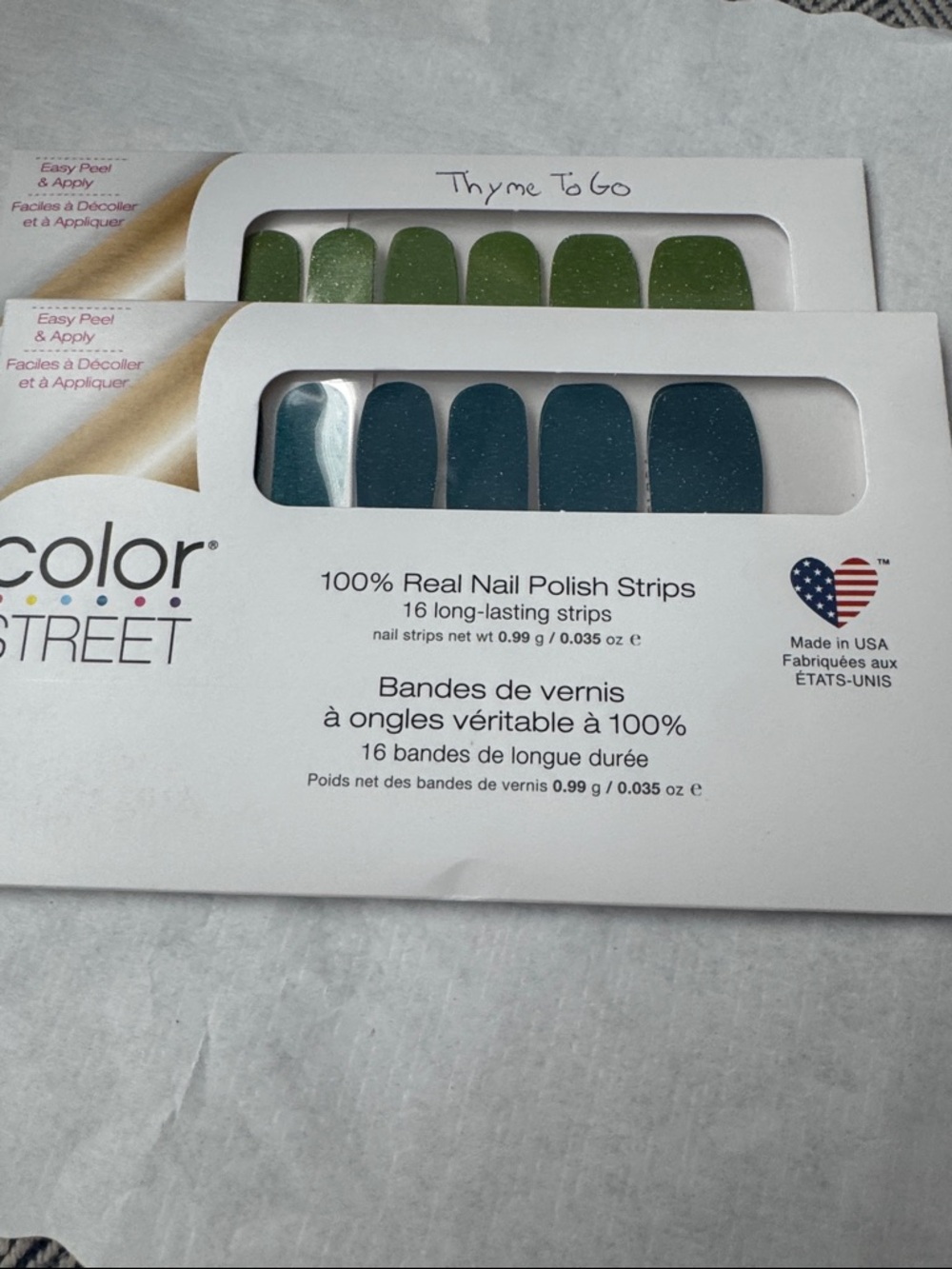 Color Street Nail Polish Strips Thyme to Go FMS144 eat teal you drop FMS153 NIP